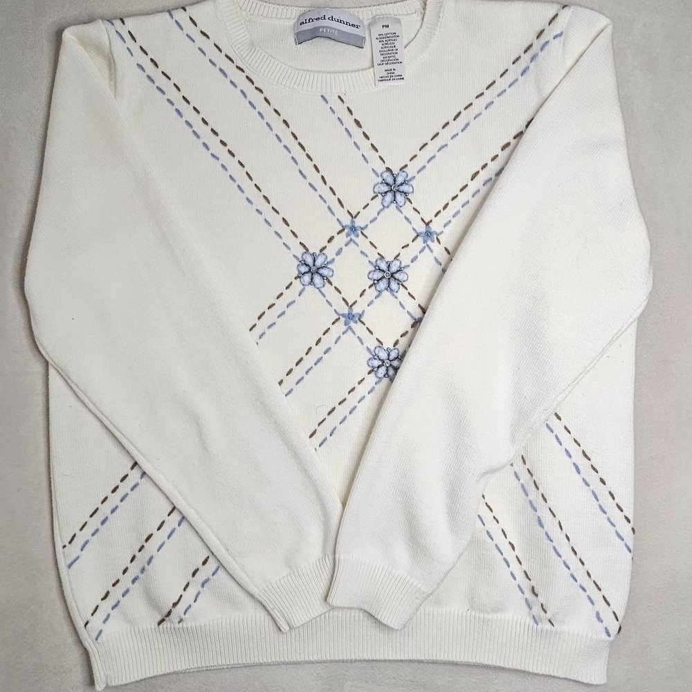 Vintage Alfred Dunner Embroidered/beaded Sweater Size PM